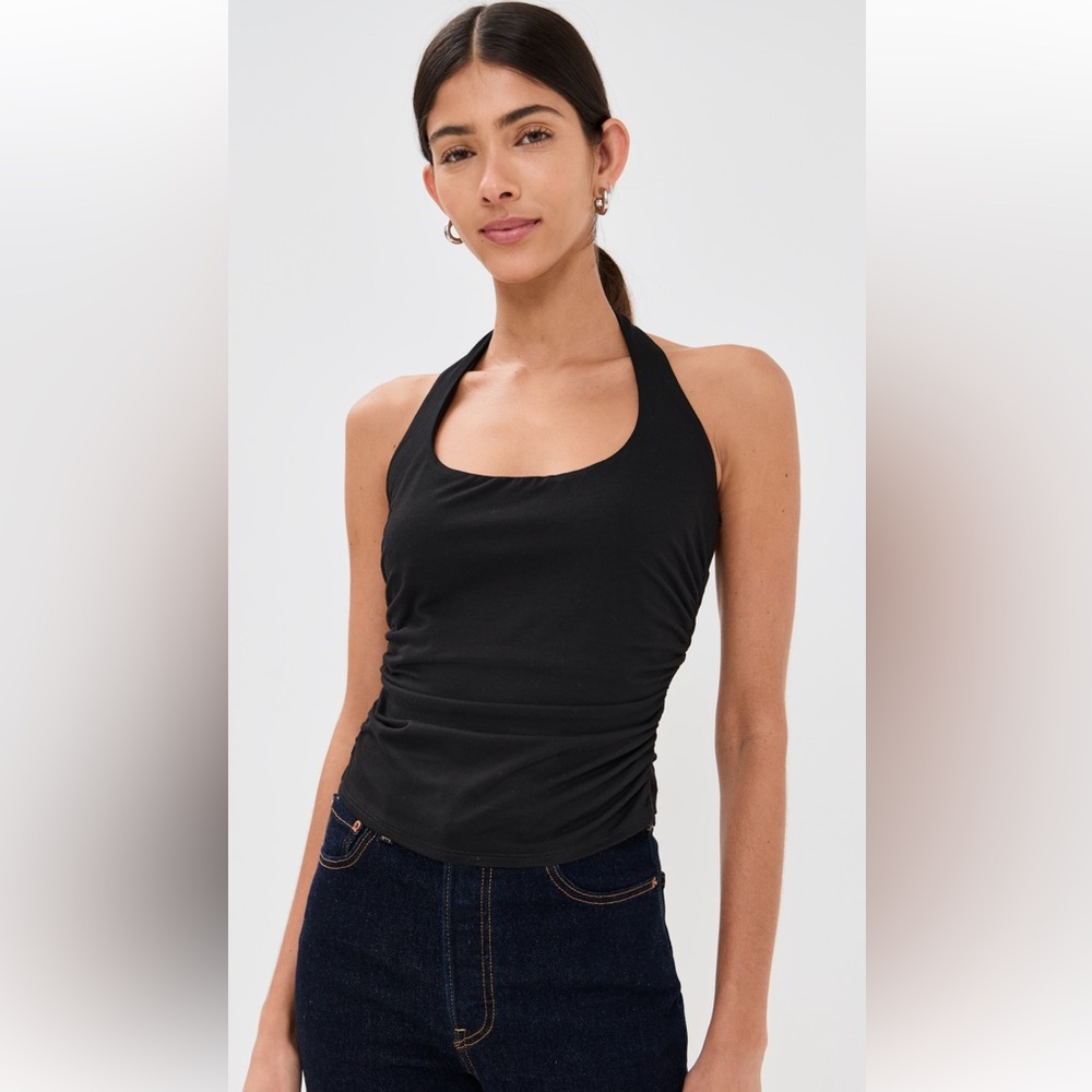 Reformation Black Halter Crop Top